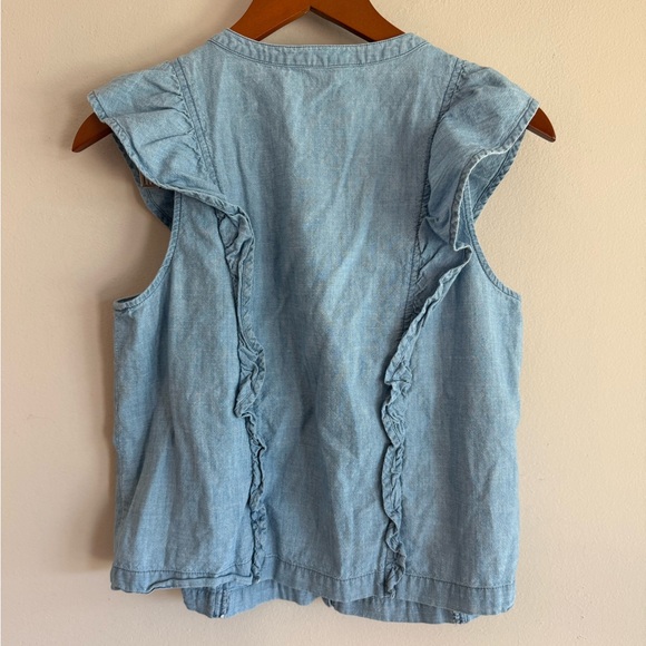 Madewell Light Blue Ruffled Embroidered Blouse - Picture 3 of 3